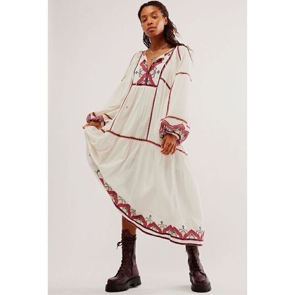 Free People Women's Sweet Escape Midi Dress boho embroidered small - Picture 12 of 12